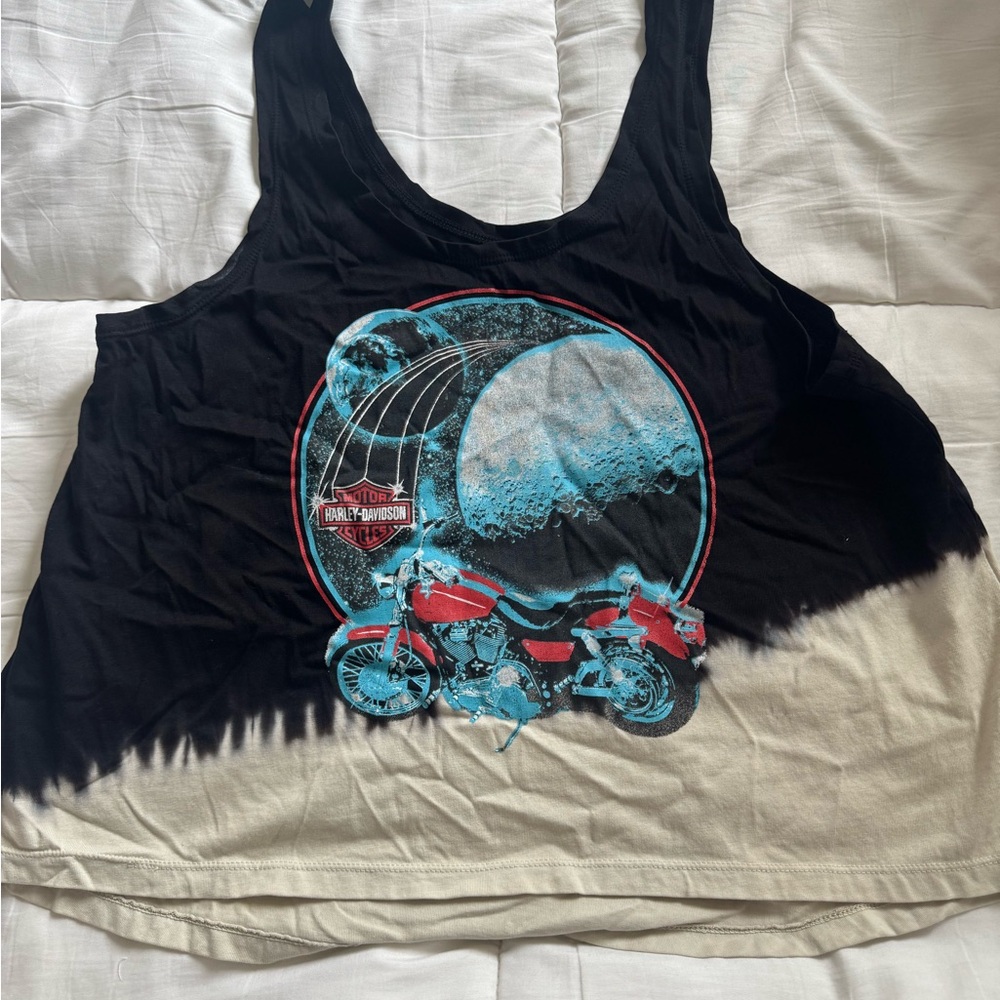 Harley-Davidson Black and Tan Graphic Tank Top
